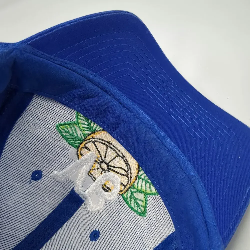 KC Snapback Hat Blue One Size Embroidered VB Lemon Graphic Structured Apparel